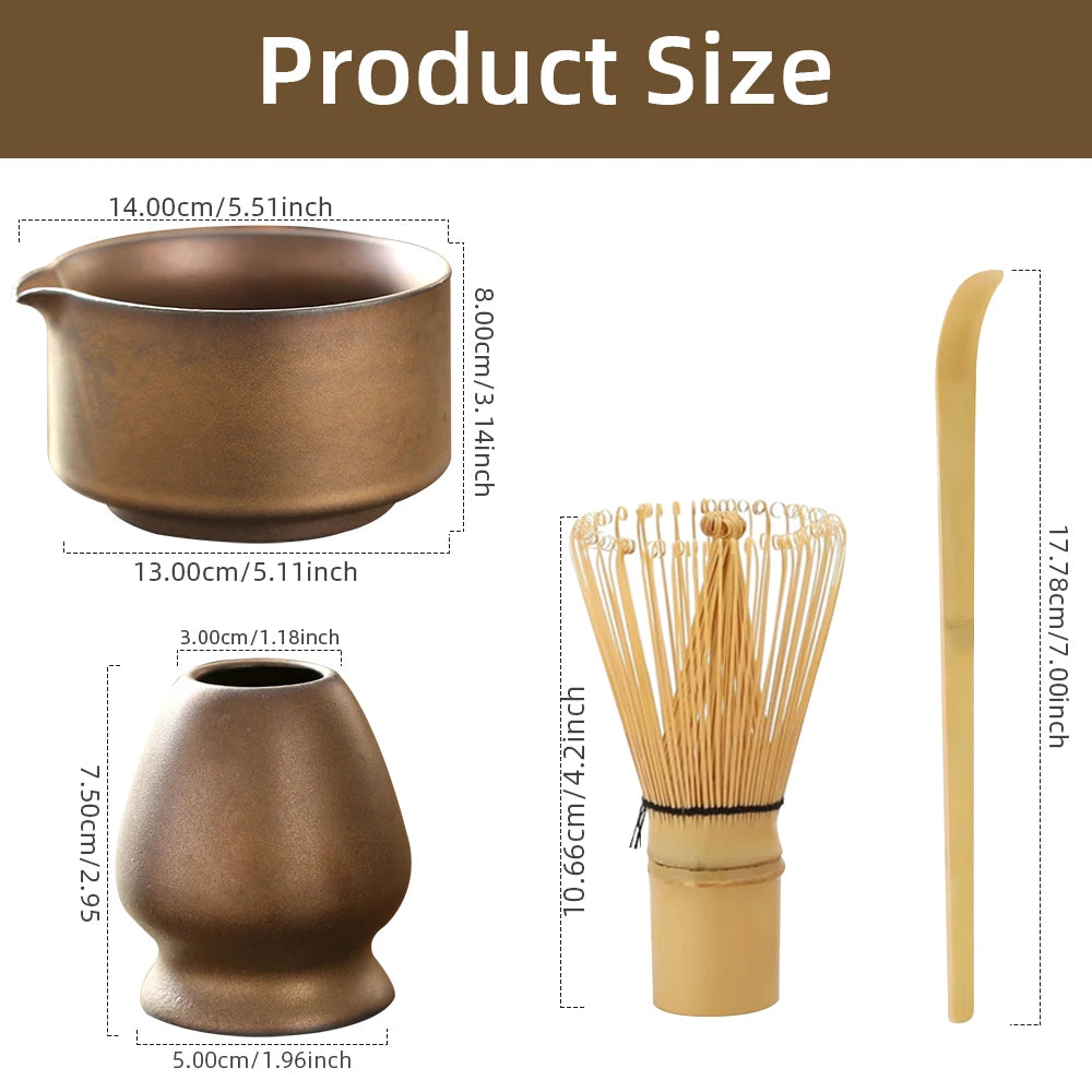 4PCS Japanese Matcha Tea Set Safe Bamboo Whisk Teaspoon Tea Sets Indoor Beverage Shop Tea-making Tools Accessories