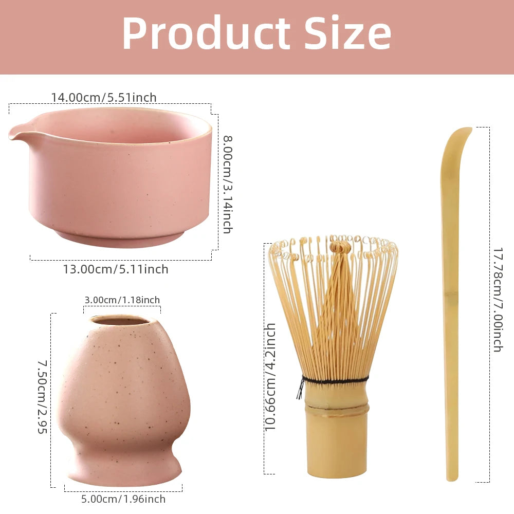 4PCS Japanese Matcha Tea Set Safe Bamboo Whisk Teaspoon Tea Sets Indoor Beverage Shop Tea-making Tools Accessories
