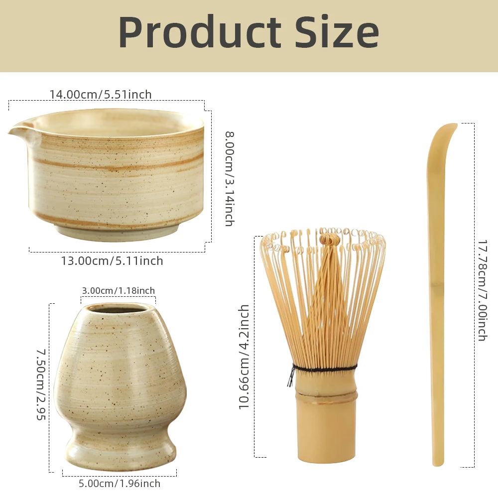 4PCS Japanese Matcha Tea Set Safe Bamboo Whisk Teaspoon Tea Sets Indoor Beverage Shop Tea-making Tools Accessories