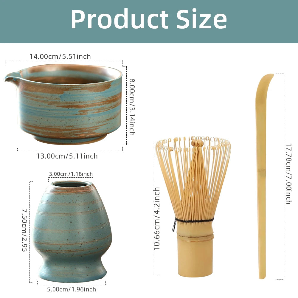 4PCS Japanese Matcha Tea Set Safe Bamboo Whisk Teaspoon Tea Sets Indoor Beverage Shop Tea-making Tools Accessories